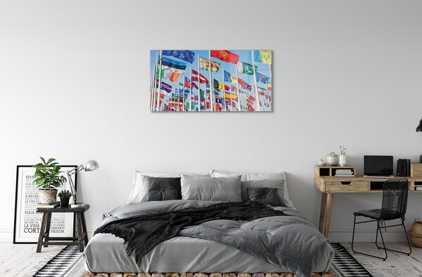Quadro su vetro Tante bandiere 100x50 cm 2 appendini