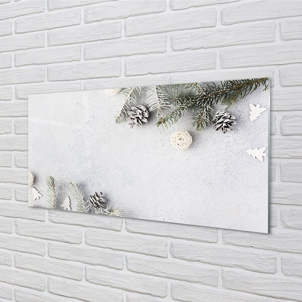 Quadro vetro Ramoscelli di conifere 100x50 cm 2 appendini