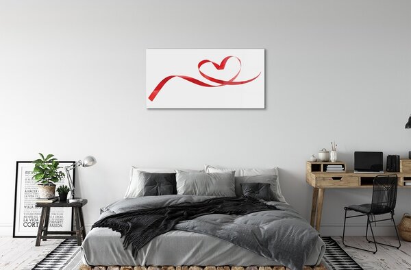 Quadro in vetro Cuore di nastro 100x50 cm 2 appendini