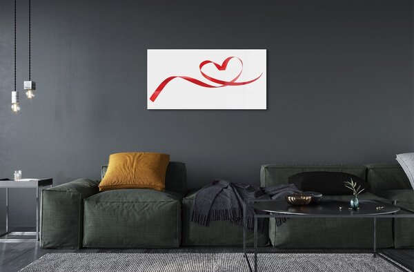 Quadro in vetro Cuore di nastro 100x50 cm 2 appendini