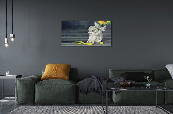 Quadro in vetro Girasole angelo dormiente 100x50 cm 2 appendini