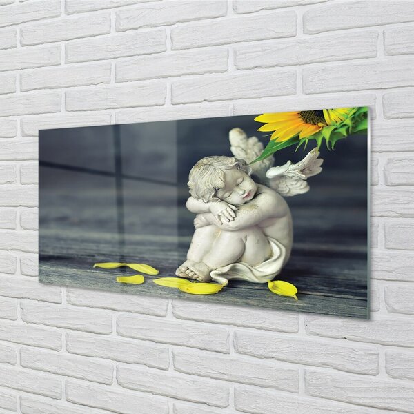 Quadro in vetro Girasole angelo dormiente 100x50 cm 2 appendini