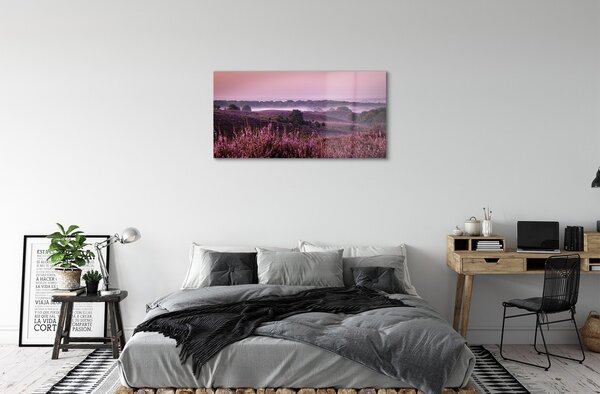 Quadro vetro Campo di heather 100x50 cm 2 appendini