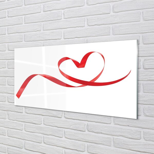 Quadro in vetro Cuore di nastro 100x50 cm 2 appendini