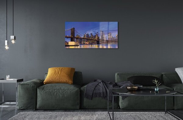 Quadro su vetro Ponte panorama tramonto 100x50 cm 2 appendini