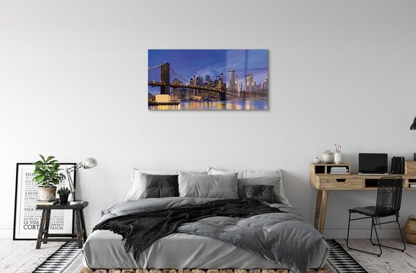 Quadro su vetro Ponte panorama tramonto 100x50 cm 2 appendini