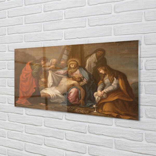 Quadro vetro Gesù crocifisso 100x50 cm 2 appendini