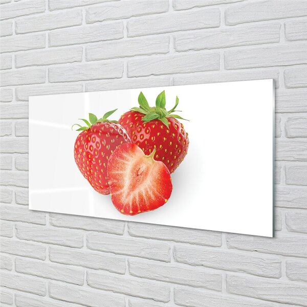 Quadro in vetro Fragole su sfondo bianco 100x50 cm 2 appendini