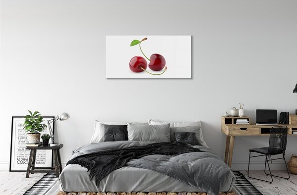 Quadro su vetro Ciliegie 100x50 cm 2 appendini