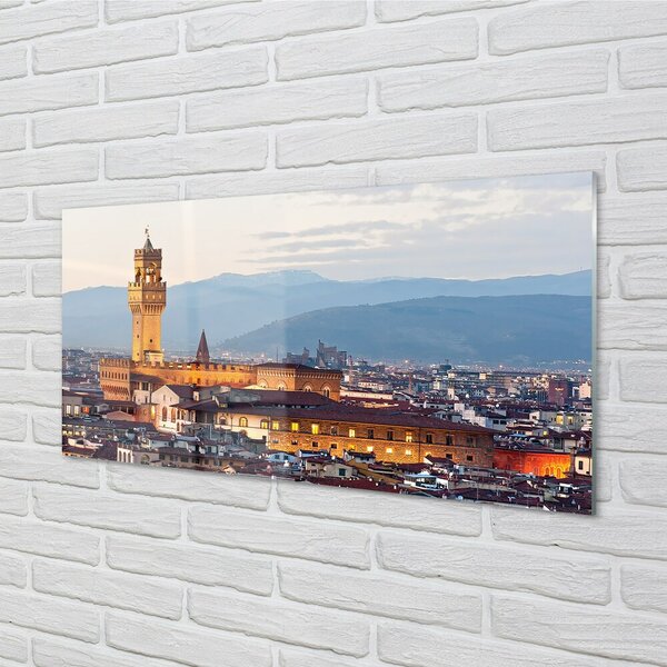 Quadro in vetro Italia castello panorama tramonto 100x50 cm 2 appendini