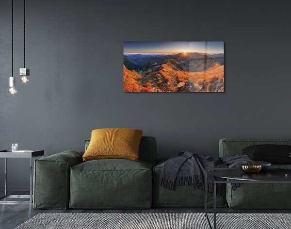 Quadro in vetro Tramonto sulle montagne 100x50 cm 2 appendini