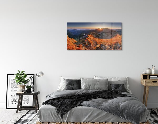 Quadro in vetro Tramonto sulle montagne 100x50 cm 2 appendini