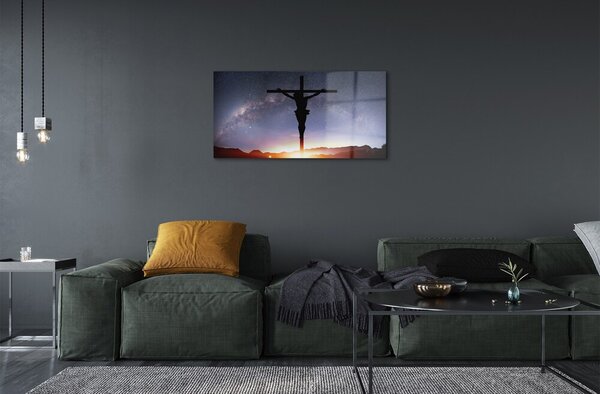 Quadro in vetro Il cielo di gesù crocifisso 100x50 cm 2 appendini