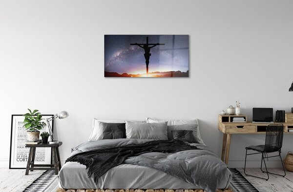 Quadro in vetro Il cielo di gesù crocifisso 100x50 cm 2 appendini
