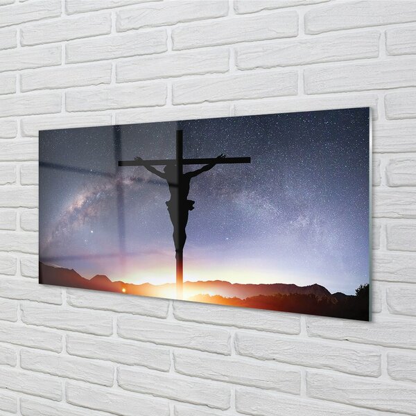 Quadro in vetro Il cielo di gesù crocifisso 100x50 cm 2 appendini