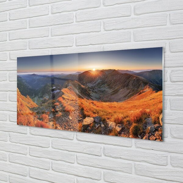 Quadro in vetro Tramonto sulle montagne 100x50 cm 2 appendini