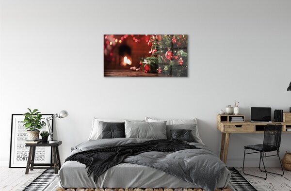 Quadro in vetro Albero di natale luci regali 100x50 cm 2 appendini