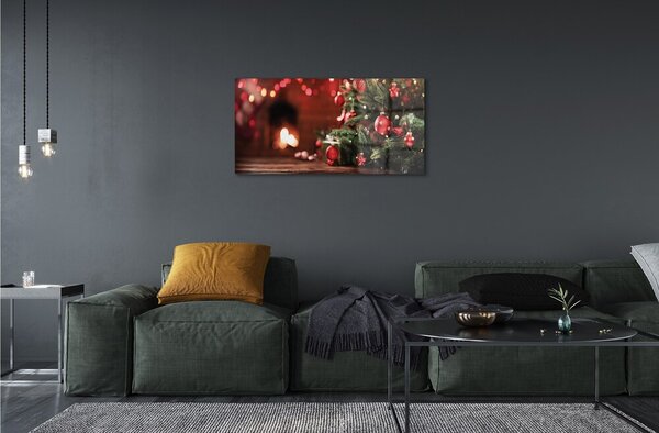Quadro in vetro Albero di natale luci regali 100x50 cm 2 appendini