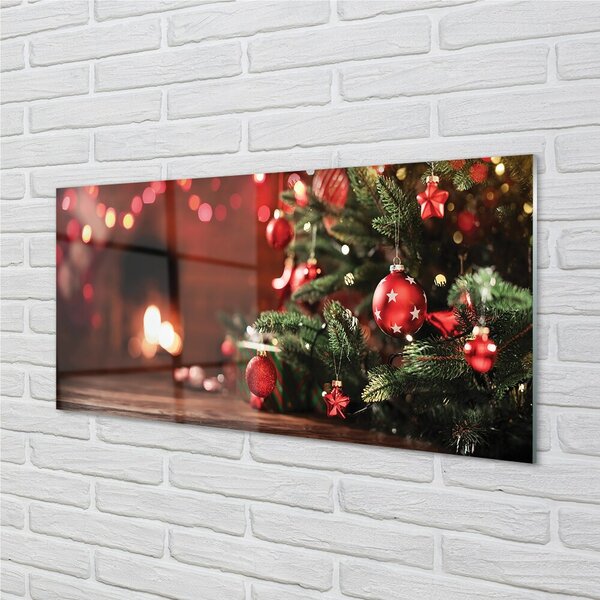 Quadro in vetro Albero di natale luci regali 100x50 cm 2 appendini