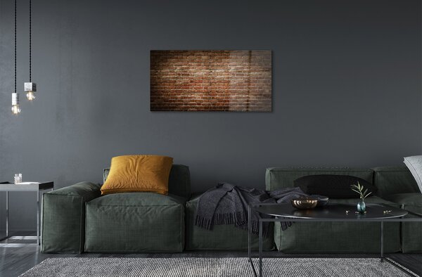 Quadro di vetro Muro di mattoni vintage 100x50 cm 2 appendini