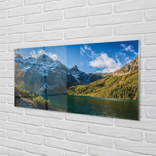 Quadro in vetro Lago di montagna 100x50 cm 2 appendini