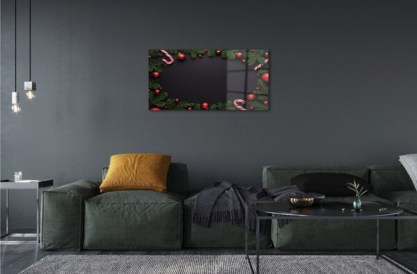 Quadro su vetro Lecca-lecca twigs baubles 100x50 cm 2 appendini