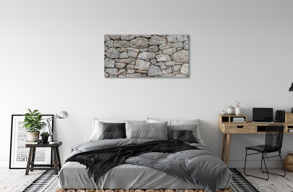 Quadro vetro Muro di pietra 100x50 cm 2 appendini