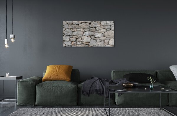 Quadro vetro Muro di pietra 100x50 cm 2 appendini