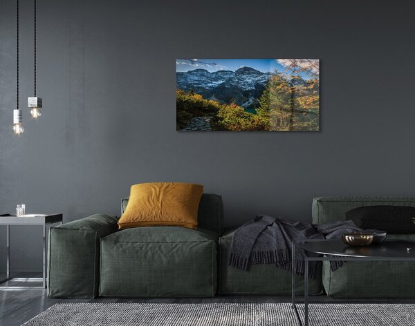 Quadro vetro Lago di montagna 100x50 cm 2 appendini