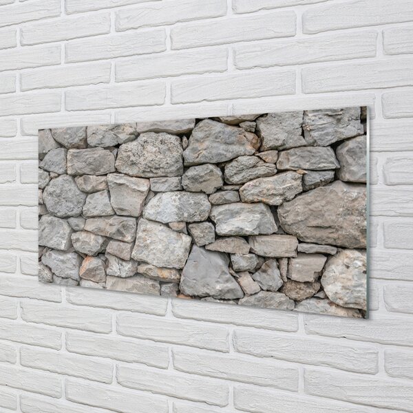 Quadro vetro Muro di pietra 100x50 cm 2 appendini