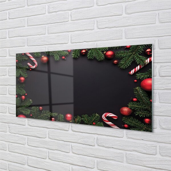 Quadro su vetro Lecca-lecca twigs baubles 100x50 cm 2 appendini
