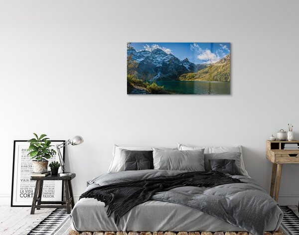 Quadro in vetro Lago di montagna 100x50 cm 2 appendini