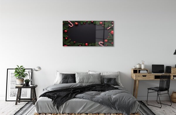 Quadro su vetro Lecca-lecca twigs baubles 100x50 cm 2 appendini