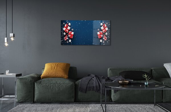 Quadro in vetro Regali neve 100x50 cm 2 appendini