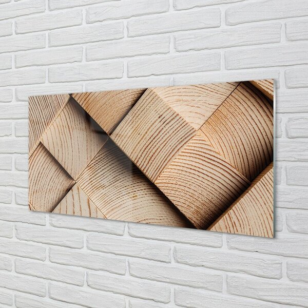 Quadro su vetro Anelli di legno nodi 100x50 cm 2 appendini