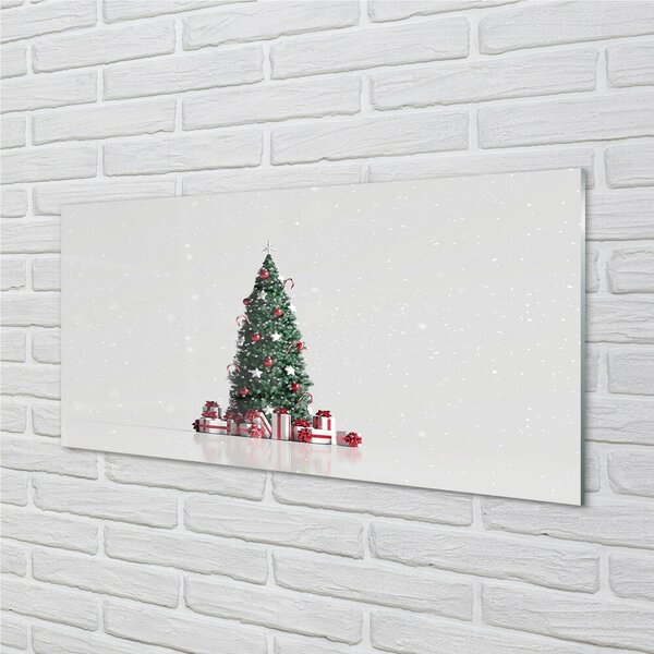 Quadro su vetro Alberi di natale, decorazioni e regali 100x50 cm 2 appendini