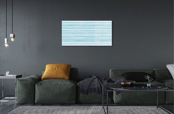 Quadro in vetro Strisce blu 100x50 cm 2 appendini