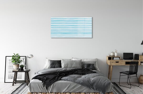 Quadro in vetro Strisce blu 100x50 cm 2 appendini