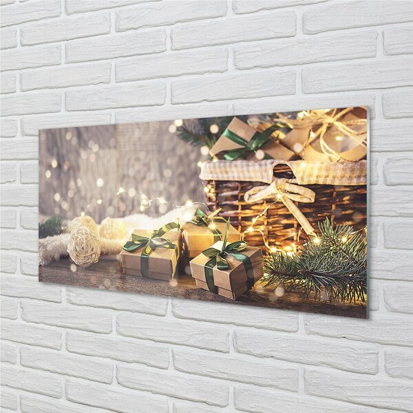Quadro su vetro Regali di gocce di ramoscello 100x50 cm 2 appendini