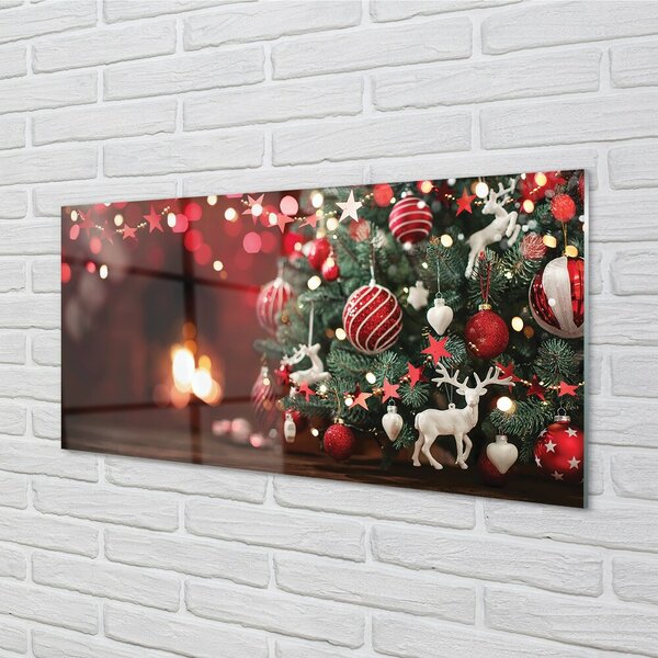 Quadro in vetro Decorazioni per l'albero di natale 100x50 cm 2 appendini