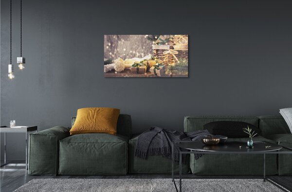Quadro su vetro Regali di gocce di ramoscello 100x50 cm 2 appendini