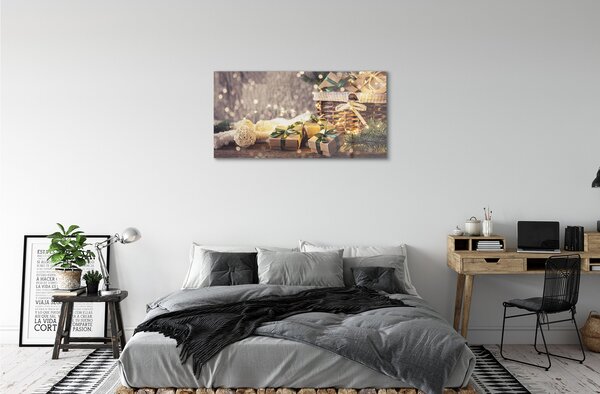 Quadro su vetro Regali di gocce di ramoscello 100x50 cm 2 appendini