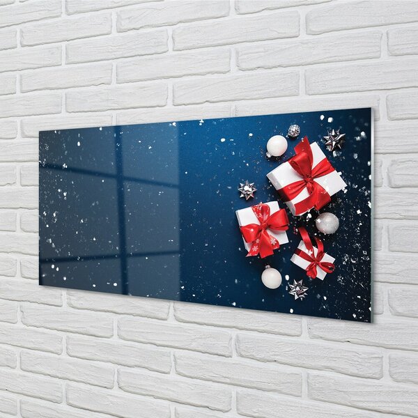 Quadro vetro Regali neve 100x50 cm 2 appendini
