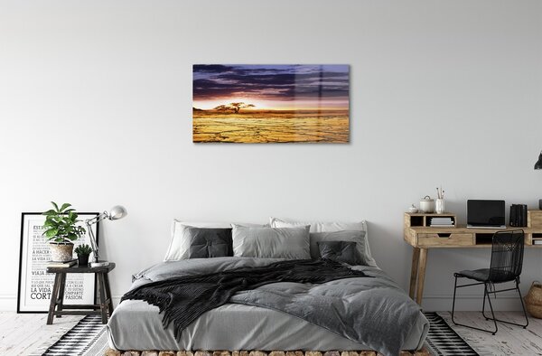 Quadro di vetro Nuvole cielo alberi 100x50 cm 2 appendini