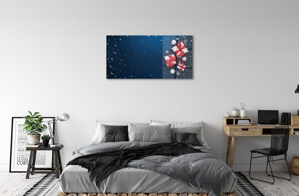 Quadro vetro Regali neve 100x50 cm 2 appendini