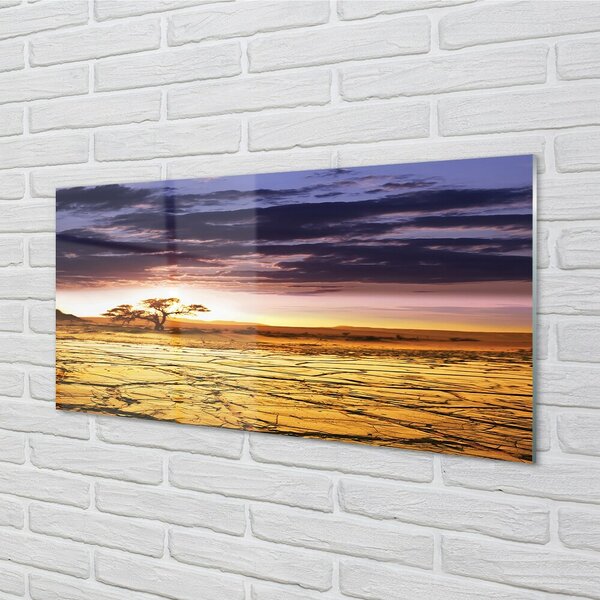 Quadro di vetro Nuvole cielo alberi 100x50 cm 2 appendini