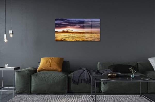 Quadro di vetro Nuvole cielo alberi 100x50 cm 2 appendini