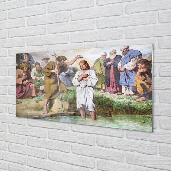 Quadro su vetro Immagine di gesù 100x50 cm 2 appendini