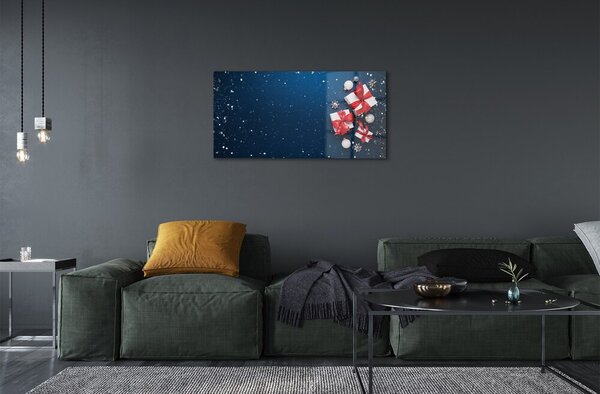 Quadro vetro Regali neve 100x50 cm 2 appendini