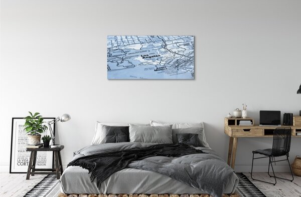 Quadro in vetro Mappa della città 100x50 cm 2 appendini